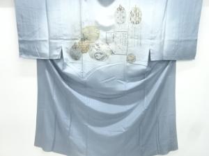 アンティーク　茶器模様単衣男物長襦袢